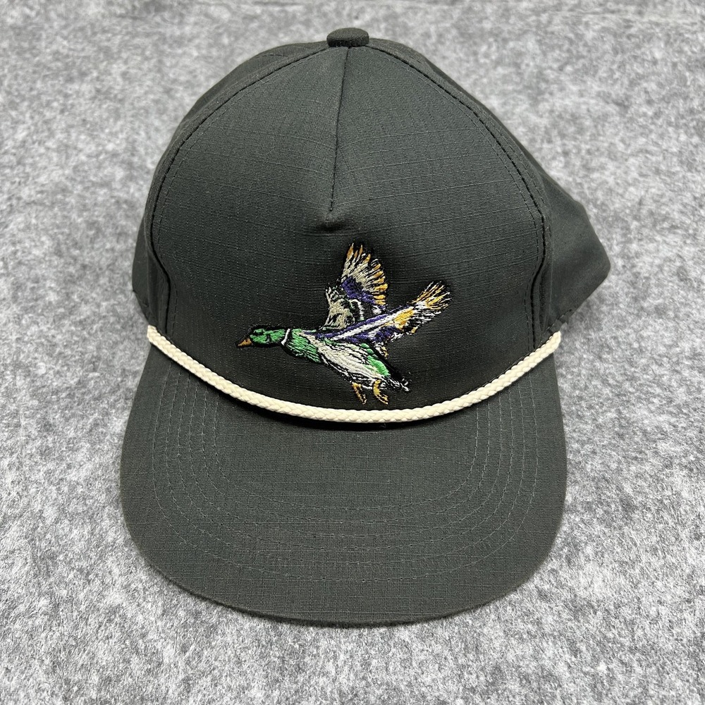 Burlebo Hat Cap Snap Back Mens One Size Green Duck Embroidered Rope Diving